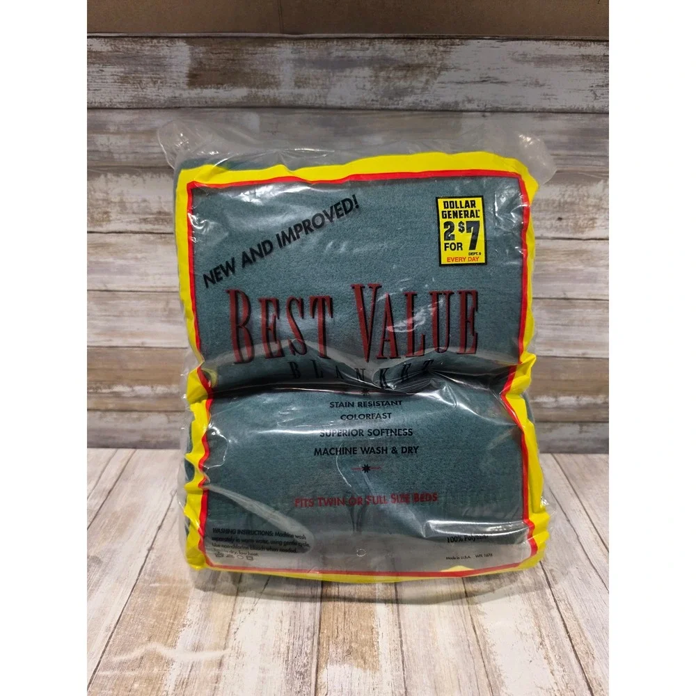 Best‎ Value Blanket Forest Green Fits Twin or Full Size Bed Made in USA NOS